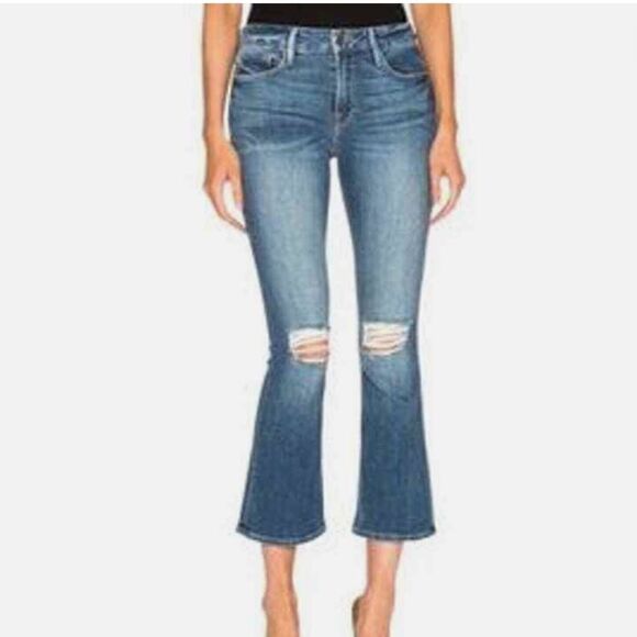 Frame Denim Jeans Le Crop Mini Boot Distressed Blue Size 25 - Picture 1 of 10